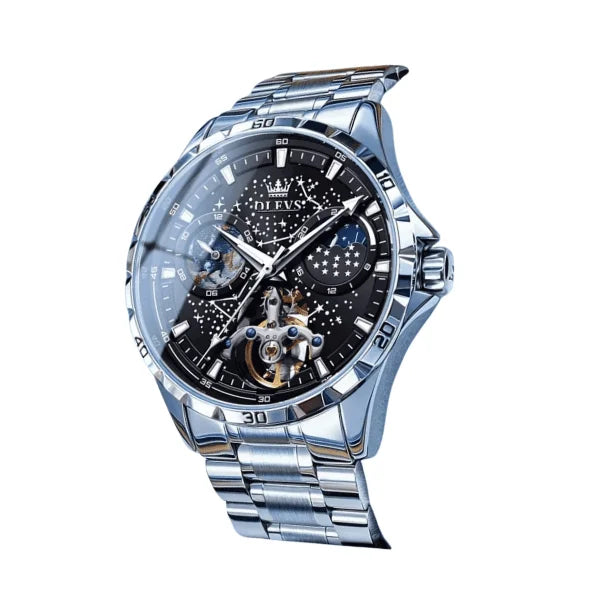 Olevs Montre Homme Luxe Tours | Argente et Noire